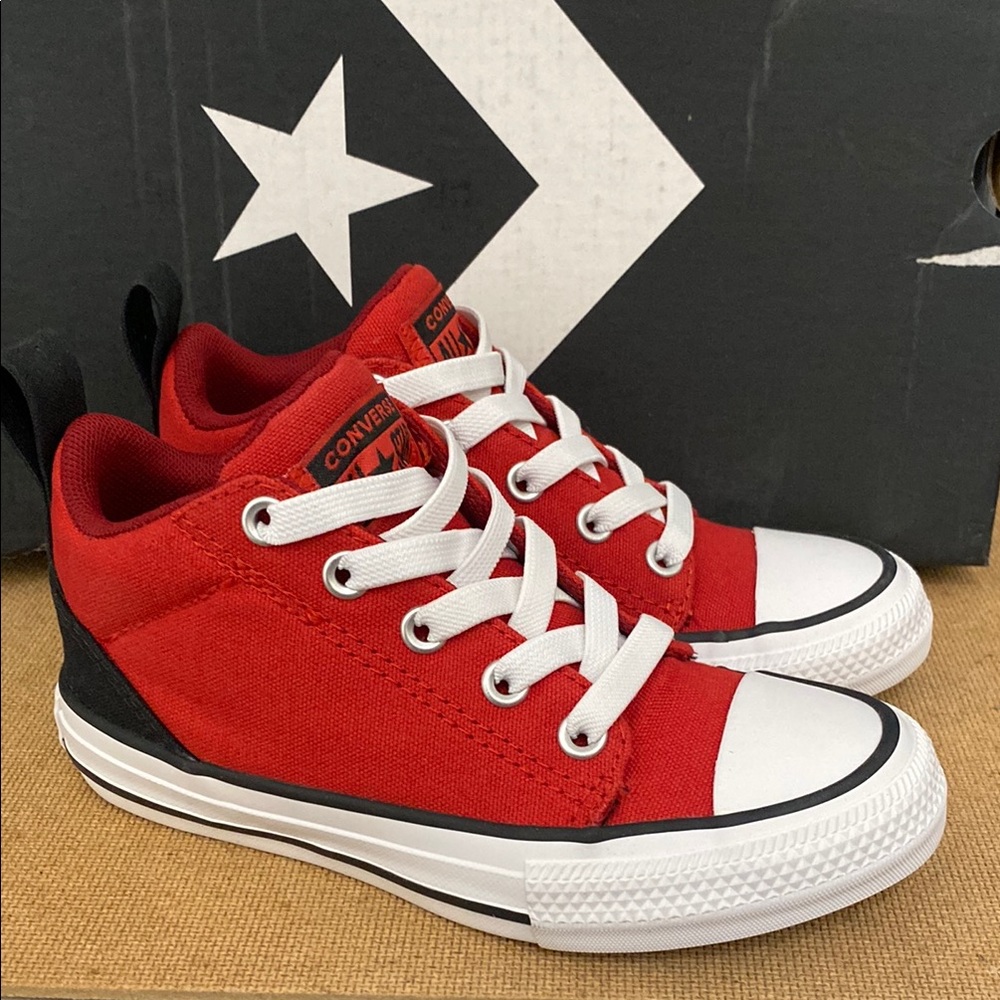 Converse Red Canvas Sneakers with White Accents